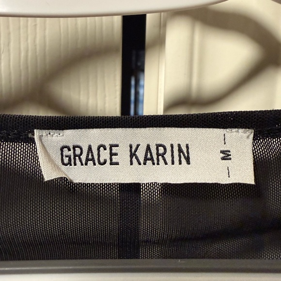 Grace Karin Black Long Sleeve Women's Mesh Top - Picture 2 of 2